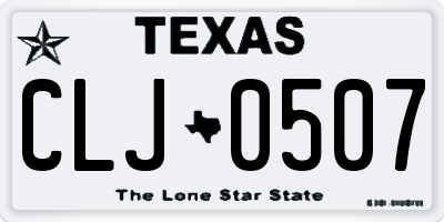 TX license plate CLJ0507