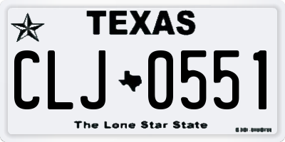 TX license plate CLJ0551