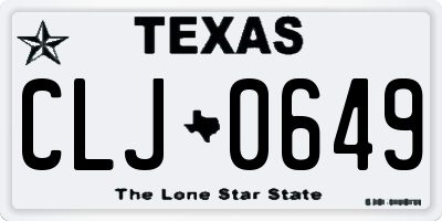TX license plate CLJ0649