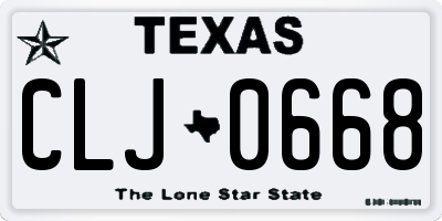 TX license plate CLJ0668