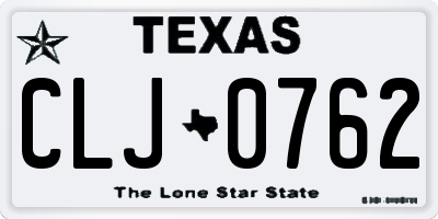 TX license plate CLJ0762