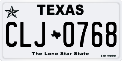 TX license plate CLJ0768
