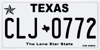 TX license plate CLJ0772