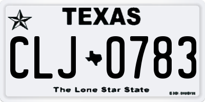 TX license plate CLJ0783