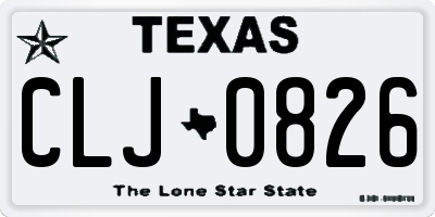 TX license plate CLJ0826