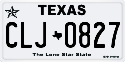 TX license plate CLJ0827