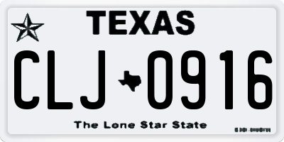 TX license plate CLJ0916