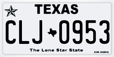 TX license plate CLJ0953