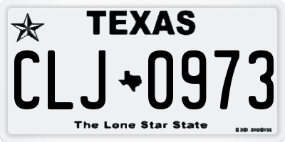 TX license plate CLJ0973
