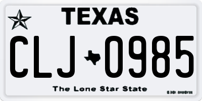 TX license plate CLJ0985