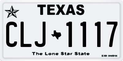 TX license plate CLJ1117