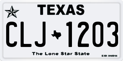 TX license plate CLJ1203