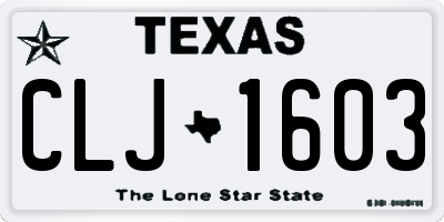 TX license plate CLJ1603