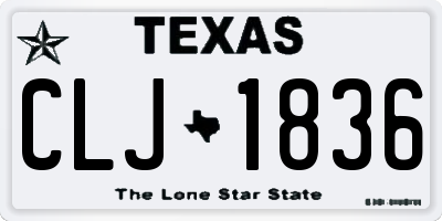 TX license plate CLJ1836