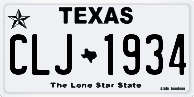 TX license plate CLJ1934