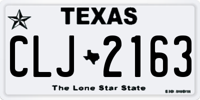 TX license plate CLJ2163