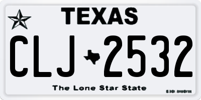 TX license plate CLJ2532