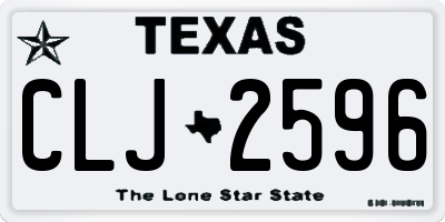 TX license plate CLJ2596