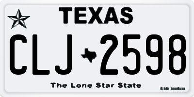 TX license plate CLJ2598