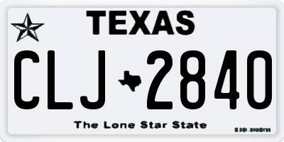 TX license plate CLJ2840