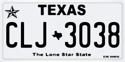 TX license plate CLJ3038