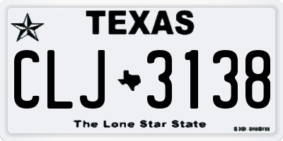 TX license plate CLJ3138