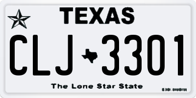 TX license plate CLJ3301