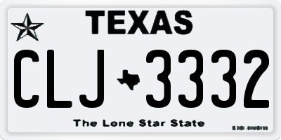 TX license plate CLJ3332