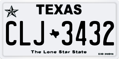 TX license plate CLJ3432