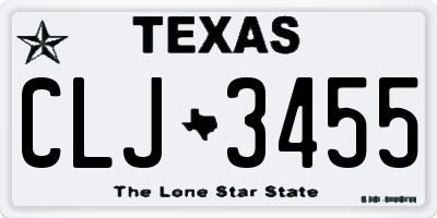 TX license plate CLJ3455