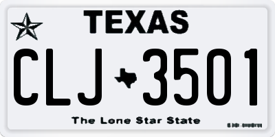 TX license plate CLJ3501