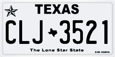 TX license plate CLJ3521