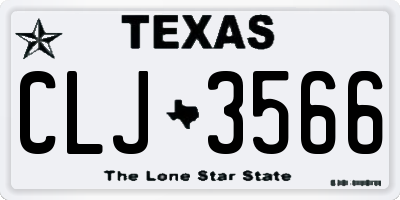 TX license plate CLJ3566