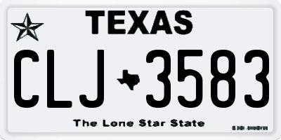 TX license plate CLJ3583