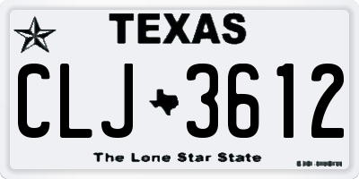 TX license plate CLJ3612