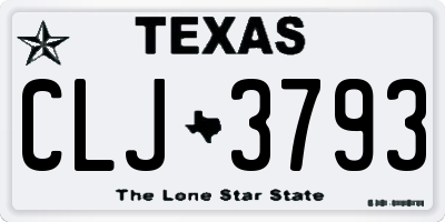 TX license plate CLJ3793
