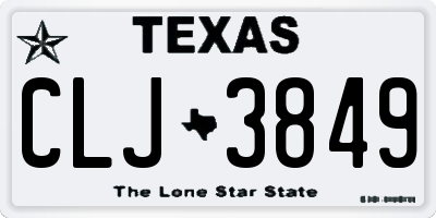 TX license plate CLJ3849