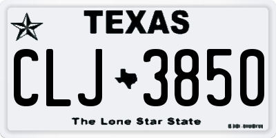 TX license plate CLJ3850