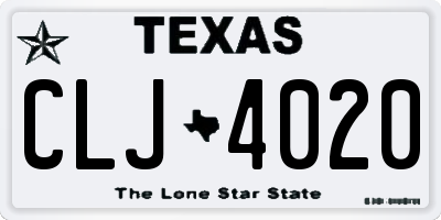 TX license plate CLJ4020