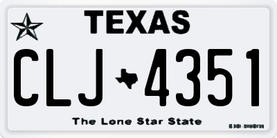 TX license plate CLJ4351