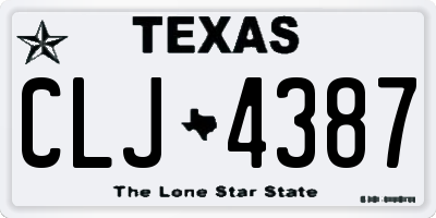 TX license plate CLJ4387
