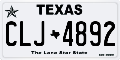 TX license plate CLJ4892