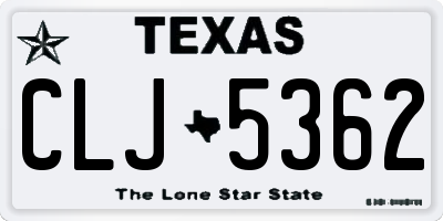 TX license plate CLJ5362