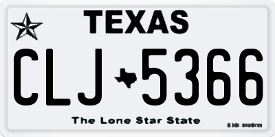 TX license plate CLJ5366