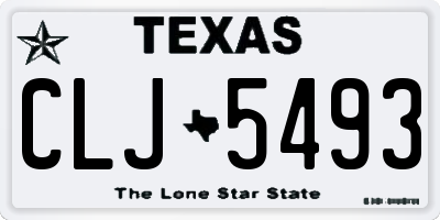 TX license plate CLJ5493