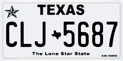 TX license plate CLJ5687