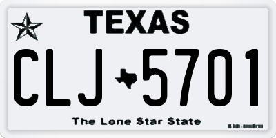 TX license plate CLJ5701