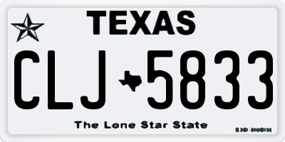 TX license plate CLJ5833