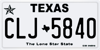 TX license plate CLJ5840