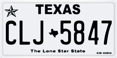 TX license plate CLJ5847